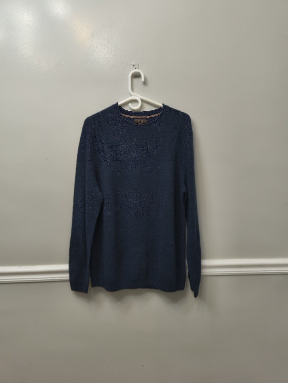 Tasso Elba Men's Blue Crewneck Wool Alpaca Blend Sweater L Quiet Luxury Layering